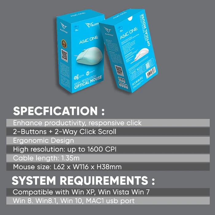 Ποντίκι Alcatroz 1600cpi Asic One White