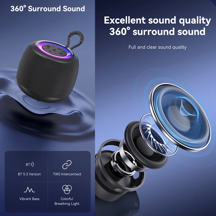 Φορητό Ηχείο Bluetooth Usams Us-Yx014, 10W, Bluetooth, 1200mAh, Μαύρο