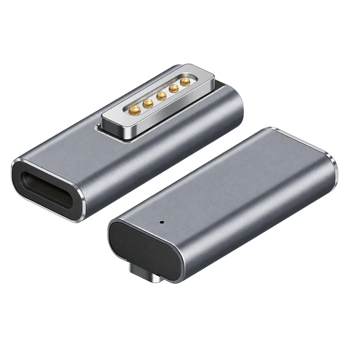 POWERTECH laptop power adapter YX-MS2-ANG, USB-C to MagSafe 2 adapter, angled, silver