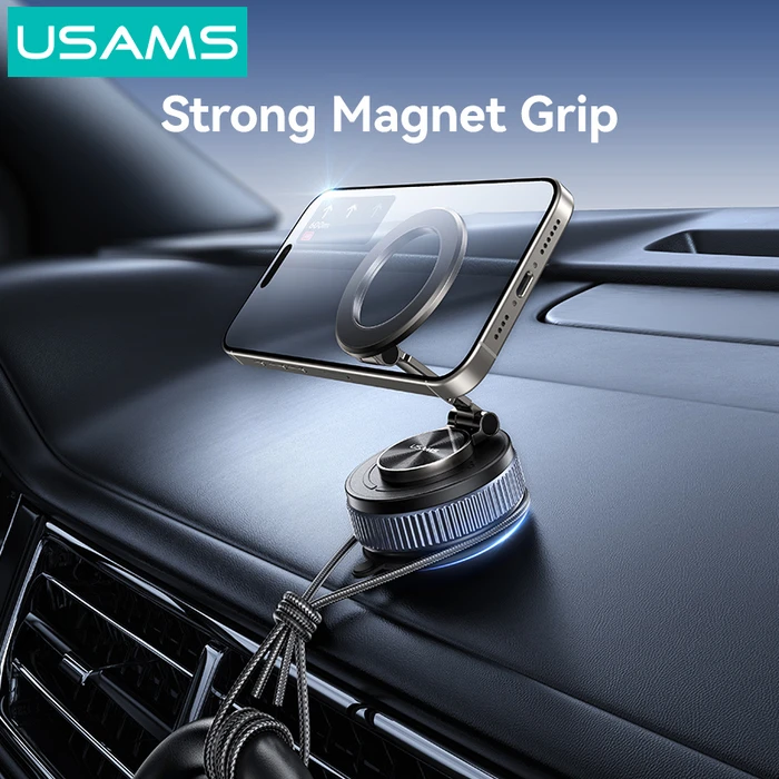 USAMS ZJ084 Magnetic Car Phone Mount for Dashboard/Windshield, Black