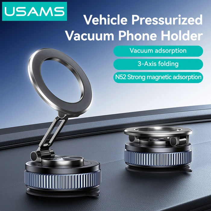 USAMS ZJ084 Magnetic Car Phone Mount for Dashboard/Windshield, Black