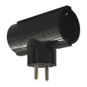 Ταφ Lamtech Splitter With 2 SCHUKO OUTLETS Black