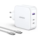 Φορτιστής Πρίζας Ugreen Nexode USB-A+2*USB-C 140W GaN Fast Charger+USB-C wht