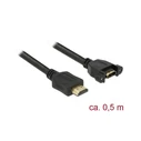 Καλώδιο HDMI Delock A->A M/F 4K 30Hz 0.50m Black