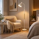 VenCore Orin White 6091-20016 - Modern Floor Lamp White Aluminum with White Shade, 1xE27