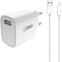 Φορτιστής Πρίζας 2GO Lightning (2-pieces) - White for Apple