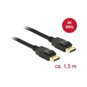 Καλώδιο DisplayPort Delock DP 1.2 -> DP M/M 1.5m Black 4K 60Hz