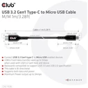 Καλώδιo USB Club3D 3.2 Typ C <> Micro USB 1m St/St
