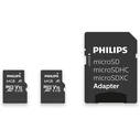Κάρτα Μνήμης microSDXC 64GB Philips 2-Pack Class 10 UHS-I U1 incl. Adapter