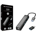 USB Hub Conceptronic USB3.0-> RJ45,3xUSB3.0,TypC Ad 0.15m sw