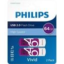 USB Flash 64GB Philips USB 2.0 2-Pack Vivid Edition Magic Purple