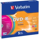 DVD-R Verbatim 4,7GB 5pcs Slim J. Colour 16x