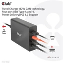 Φορτιστής Πρίζας Club 3D 3xUSB Typ C, 1xUSB Typ A, PD 132W retail