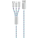 Καλώδιo USB 2GO 3in1 USB LED blue 150cm for Micro-USB