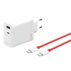 Φορτιστής Πρίζας OnePlus 120W Dual Ports SuperVooc + Cable (Type-C + Type-A) - White