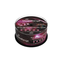 CD-R MediaRange 700MB/80min Printable 52x Cake 50