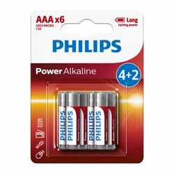 Philips Power Alkaline AAA Batteries 1.5V 6pcs (LR03P6BP/GRS)