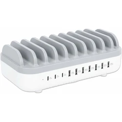 Φορτιστής Πρίζας Manhattan 10-Port USB 120W White/gray