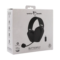 Gaming Headset White Shark Wireless/BT Gaming WGH-2442 BUTTERFLY Black