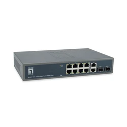 Network Switch LevelOne 10x GE GEP-1221 2xGSFP 19" 150W 8xPoE+