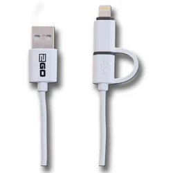 Καλώδιο USB 2GO 2 in 1 White-100cm for Micro-USB & Apple