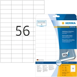 Ετικέτες Herma A4 White 52,5x21,2 mm removable 1400 pcs.