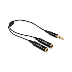 Αντάπτορας Ήχου Delock jack 3,5mm -> 2x 3,5mm M/F 0.25m Black