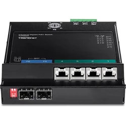 Network Switch Trendnet 6-Port Industrial Gigabit PoE+ WallMount Front Acc.