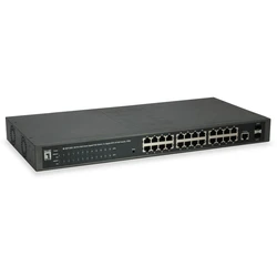 Network Switch LevelOne 24x GE GEP-2652 2xGSFP 370W 24xPoE+