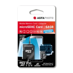 Κάρτα Μνήμης microSD 64GB AgfaPhoto U3 V30 A1
