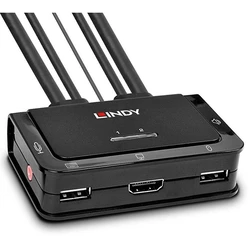KVM Switch Lindy 2 Port HDMI 2.0 18G, USB 2.0 Audio