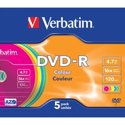 DVD-R Verbatim 4,7GB 5pcs Slim J. Colour 16x