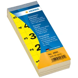 Ετικέτες Herma number pad self-adhesive 1-500 yellow 28x56 mm