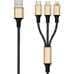 Καλώδιo USB 2GO 3 in 1 gold-150cm f.Micro-USB & Apple