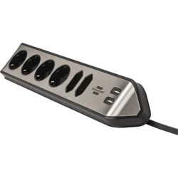 Πολύπριζο με USB Brennenstuhl estilo Corner 6-way Extension Lead black