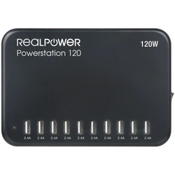 Βάση Φόρτισης RealPower Power Station 120W (10 USB-Ports) Black