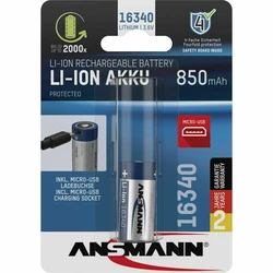 Επαναφορτιζόμενες Μπαταρίες Ansmann 16340 Li-Ion Akku 850mAh 3,6V Micro USB Input 1300-0015