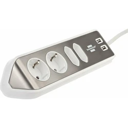 Πολύπριζο με USB Brennenstuhl estilo Corner 4-way Extension Lead silver/white