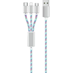 Καλώδιo USB 2GO 3in1 USB LED blue 150cm for Micro-USB