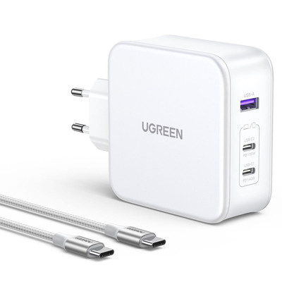 Product Φορτιστής Πρίζας Ugreen Nexode USB-A+2*USB-C 140W GaN Fast Charger+USB-C wht base image