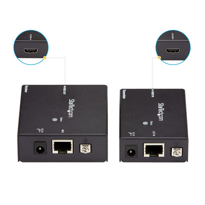 Product HDMI Extender StarTech over CAT5/CAT6 with HDBaseT - 4K@115ft, 1080p@230ft - Kit w/ POC (ST121HDBTE) base image