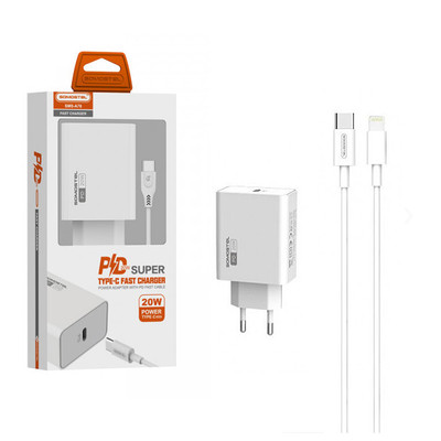 Product Φορτιστής Πρίζας Somostel 20W + IPHONE WHITE SMS-A78 PD base image