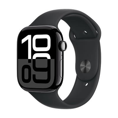 Product Smartwatch Apple Series 10 GPS 46mm Black Aluminium Case with Sport Band M/L - Black base image