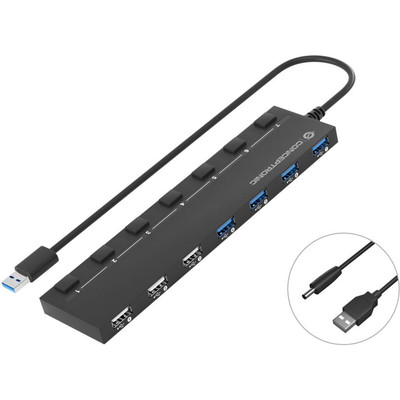 Product USB Hub Conceptronic 7-Port 3.0 ->4x3.0 3x2.0 ex o.power supply black base image