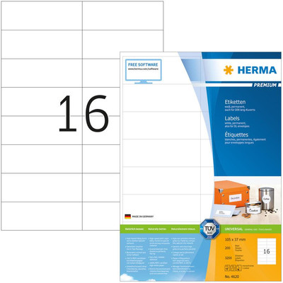 Product Ετικέτες Herma labels Premium A4 White 105x37 mm 3200 pcs base image