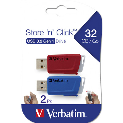Product USB Flash 32GB 2pack Verbatim Store'n'Click USB 3.0 base image