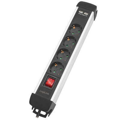 Product Πολύπριζο με USB Logilink 4-fach, 1,5m with 2xUSB, Black base image