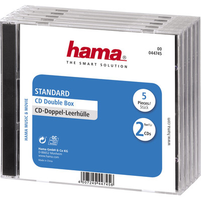 Product Θήκη CD 1x5 Hama Standard Double Jewel transp/black 44745 base image