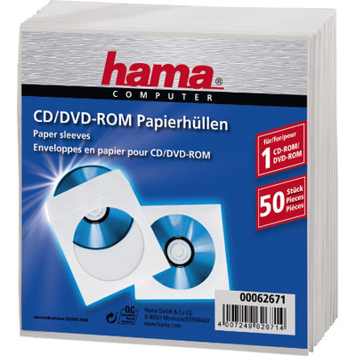 Product Θήκη CD/DVD 1x50 Hama Paper white 62671 base image