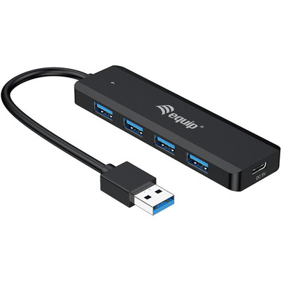 Product USB Hub Equip 4-Port 3.0 ->4x3.0 +USBC Ada. without net, black base image